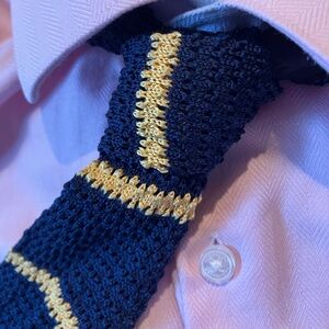 Ralph Lauren Polo Navy and Gold Knit Tie